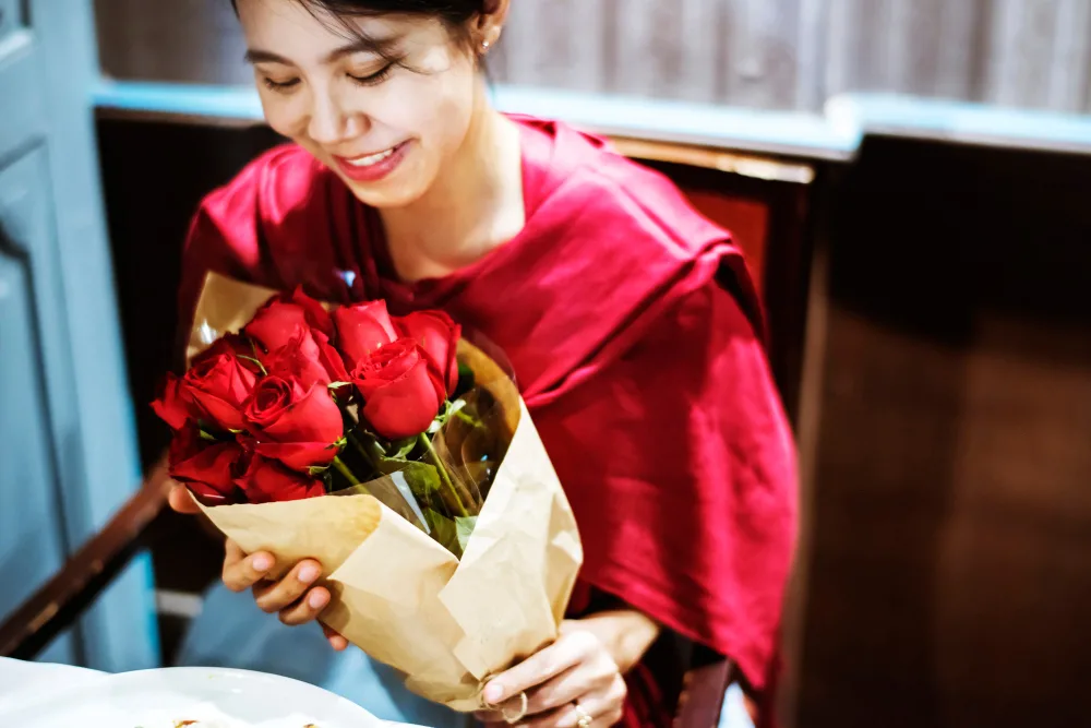 valentines day flowers bought by a girl